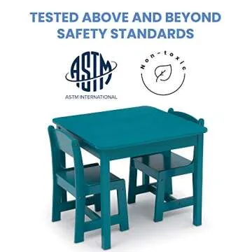 Delta Children MySize Kids Wood Table and Chair Set (2 Chairs Included) - Ideal for Arts & Crafts, Snack Time, Homeschooling, Homework & More, Greenguard Gold Certified, Teal