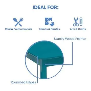 Delta Children MySize Kids Wood Table and Chair Set (2 Chairs Included) - Ideal for Arts & Crafts, Snack Time, Homeschooling, Homework & More, Greenguard Gold Certified, Teal