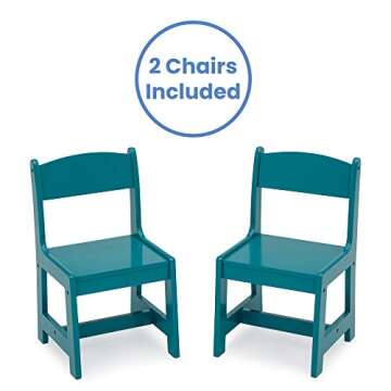 Delta Children MySize Kids Wood Table and Chair Set (2 Chairs Included) - Ideal for Arts & Crafts, Snack Time, Homeschooling, Homework & More, Greenguard Gold Certified, Teal