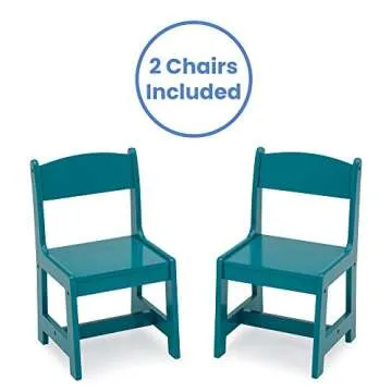 Delta Children MySize Kids Wood Table and Chair Set (2 Chairs Included) - Ideal for Arts & Crafts, Snack Time, Homeschooling, Homework & More, Greenguard Gold Certified, Teal