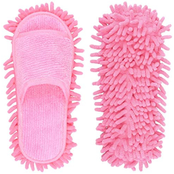 Microfiber Slippers Floor Cleaning Mop Men and Women House Dusting Slippers Floor Cleaning Tool (pink)