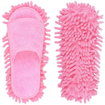Microfiber Slippers Floor Cleaning Mop Men and Women House Dusting Slippers Floor Cleaning Tool (pink)