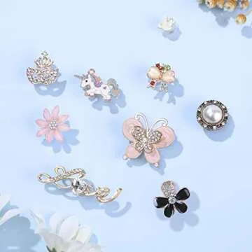 Stylish Bluetrunk Bling Shoe Charms for Women - 19Pcs Set