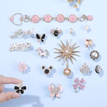 Stylish Bluetrunk Bling Shoe Charms for Women - 19Pcs Set