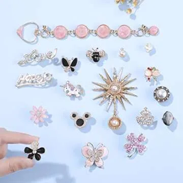 Stylish Bluetrunk Bling Shoe Charms for Women - 19Pcs Set