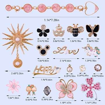 Stylish Bluetrunk Bling Shoe Charms for Women - 19Pcs Set