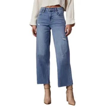 Dokotoo Wide Leg Pants Womens Jeans Pants High Waisted Baggy Capri Jeans Boyfriend Straight Jeans Li...