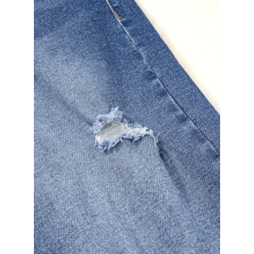 Dokotoo Wide Leg Pants Womens Jeans Pants High Waisted Baggy Capri Jeans Boyfriend Straight Jeans Linen Trendy Pants Summer Petite 2024 Outfits Fashion Clothes Casual Pocket Blue