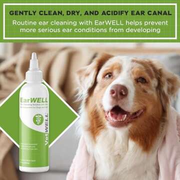 VetWELL Ear Cleaner for Dogs and Cats - Otic Rinse for Infections and Controlling Ear Infections and Odor in Pets - 8 oz (Cucumber Melon)