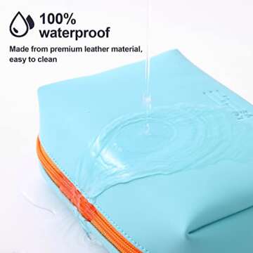 Small Makeup Bag Portable Cute Travel Makeup Bag for Women Zipper Pouch Makeup Organizer Bag PU Leat...