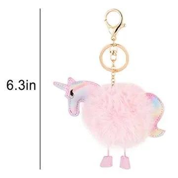 Unicorn Key chains Lovely Fluffy Fur Horse Bag Pendant Keychain for Girls Charm Keyring Handbag Car Pendant Supplies