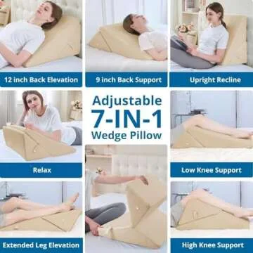 SASTTIE Wedge Pillow - Adjustable Bed Wedge for Surgery Recovery, Sleep Support, and Pain Relief, Be...
