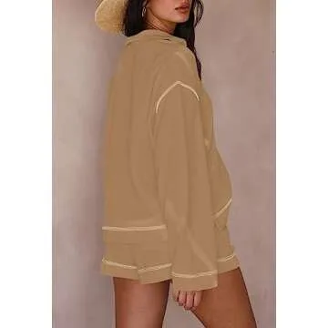 VamJump Waffle Knit Lounge Set Comfortable 2 Piece Outfit