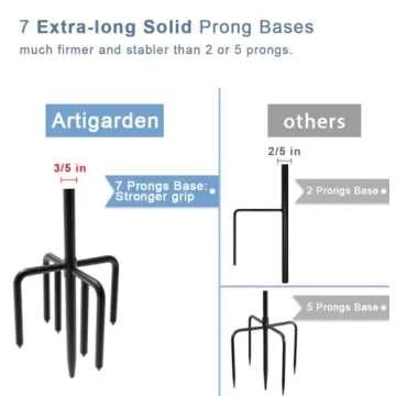 Artigarden 76 inch Outdoor Shepherd Hook with 5 Prong Base (2 Packs), Adjustable Heavy Duty Garden Hanging Stake for Bird Feeder Solar Light Plant Hanger Wedding Decor, Matte Black