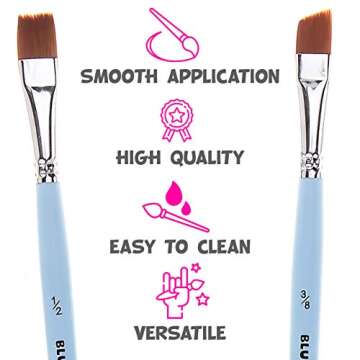 Blue Squid Watercolor Paint Brushes Set of 12 - Professional Artist Brush Set with Soft Synthetic Nylon Bristles - Art Brushes Ideal for Watercolor, Acrylic, Face & Body Painting for Kids to Adults