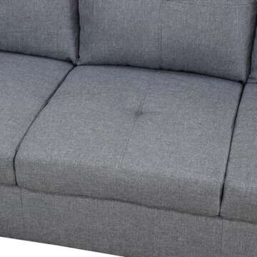 TABBC 97 Inch Modern L Shape Sectional Sofa Set, Upholstered Corner Couch with Storage Ottoman & Right Chaise Lounge, Linen Tufted Cushions, for Living Room, Apartment, Grey