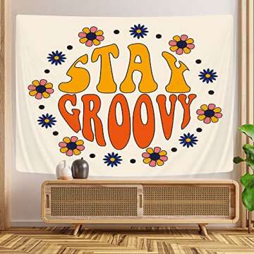 Retro Flower 70s Decor Tapestry - Vintage Wall Hanging