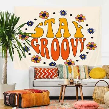 Retro Flower 70s Decor Tapestry - Vintage Wall Hanging