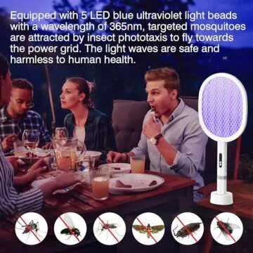PALONE Electric Fly Swatter, Type-C Rechargeable Bug Zapper Racket, Detachable, Handheld and Auto Zap Mode, 4000V Mosquito Swatter, Fly Zapper, Mosquito Killer for Indoor Outdoor (1 Pack)