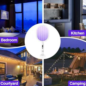 PALONE Electric Fly Swatter, Type-C Rechargeable Bug Zapper Racket, Detachable, Handheld and Auto Zap Mode, 4000V Mosquito Swatter, Fly Zapper, Mosquito Killer for Indoor Outdoor (1 Pack)