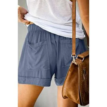 FEKOAFE Women's Casual Solid Drawstring Cotton Shorts