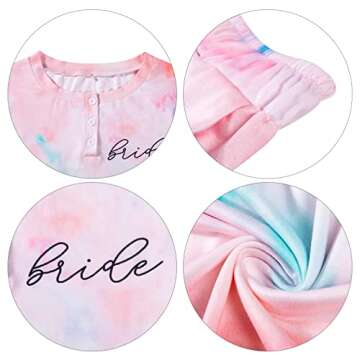 LOTUCY Bride Pajama Set Bachelorette Pjs Women Casual Tie Dye Pajama Bridal Party Pajamas Set Short Sleeve Sleepwear Pink