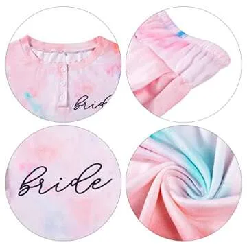 LOTUCY Bride Pajama Set Bachelorette Pjs Women Casual Tie Dye Pajama Bridal Party Pajamas Set Short Sleeve Sleepwear Pink