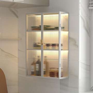 Gdrasuya10 Wall Mounted Kitchen Bathroom Storage Cabinet, White Cabinet Storage Organizer with Doors Metal Kitchen Rack Cabinet Shelf for Dining Room, Kitchen, Batnroom