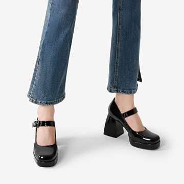 DREAM PAIRS Women's High Chunky Platform Closed Toe Mary Jane Block Heels Square Toe Strappy Dress Wedding Party Pumps Shoes