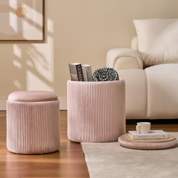 Stylish BLEXA Round Ottoman Set with Storage for Any Home
