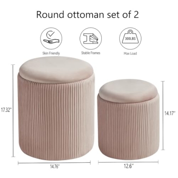 Stylish BLEXA Round Ottoman Set with Storage for Any Home