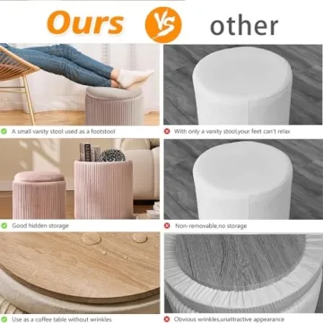 Stylish BLEXA Round Ottoman Set with Storage for Any Home