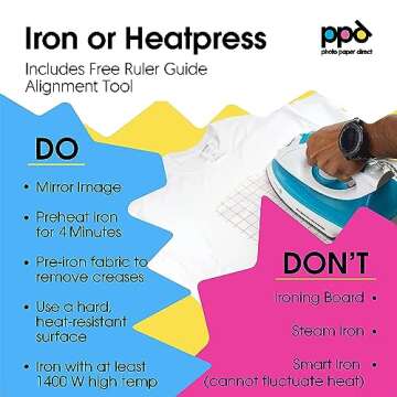 PPD Iron-on Transfer Paper for Light Fabric - 50 Sheets
