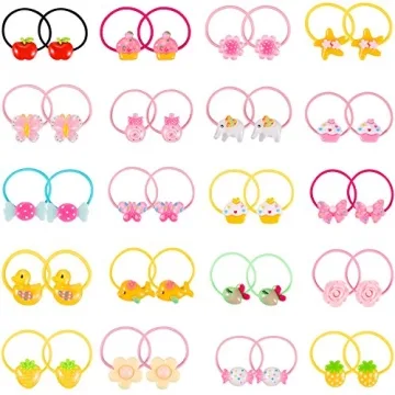 80 Pieces Girls Cartoon Elastic Hair Ties for Fun Styles