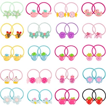 80 Pieces Girls Cartoon Elastic Hair Ties for Fun Styles