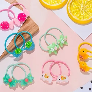 80 Pieces Girls Cartoon Elastic Hair Ties for Fun Styles