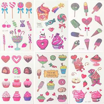 Dessert Temporary Tattoos For Fun Kids Parties – 18 Sheets
