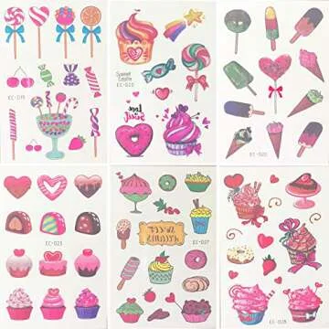 Dessert Temporary Tattoos For Fun Kids Parties – 18 Sheets