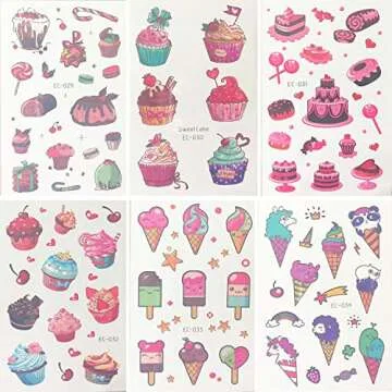 Dessert Temporary Tattoos For Fun Kids Parties – 18 Sheets