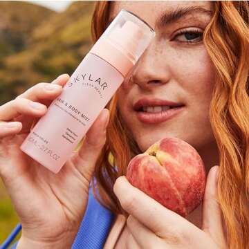 Skylar Peach Fields Hair & Body Mist | Hypoallergenic & Clean Fragrance | Vegan, Cruelty Free, and Safe For Sensitive Skin | 80 ML, 2.7 Fl Oz