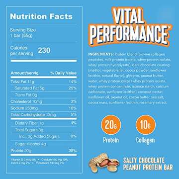 VITAL PROTEINS Salty Chocolate Peanut Protein Bar 12 Count, 1.94 OZ