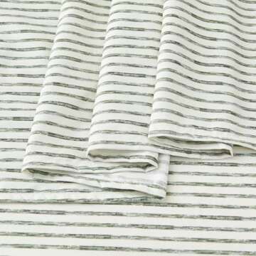 Great Bay Home 4-Piece King Size Stripe Microfiber Sheet Set | Ultra-Soft, Brushed Bedding Sheets & Pillowcases | Wrinkle Free, Comfortable, All-Season Bed Sheets (King, Seafoam)