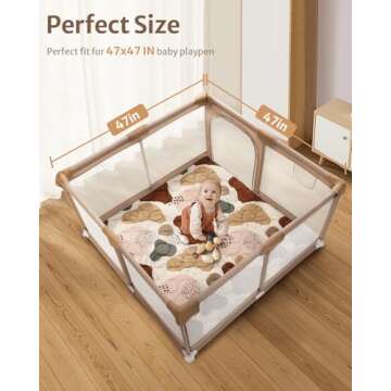 Blissful Diary Baby Play Mats for Floor, 47x47 Playpen Mat, Thicken Cushioning Padding Foam Playmate...