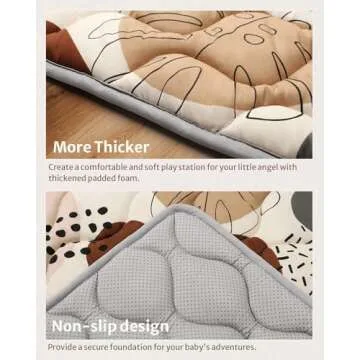 Blissful Diary Baby Play Mats for Floor, 47x47 Playpen Mat, Thicken Cushioning Padding Foam Playmate for Baby and Toddlers Infants, Non-Slip & Machine Washable, Boho Design