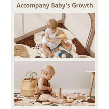 Blissful Diary Baby Play Mats for Floor, 47x47 Playpen Mat, Thicken Cushioning Padding Foam Playmate for Baby and Toddlers Infants, Non-Slip & Machine Washable, Boho Design