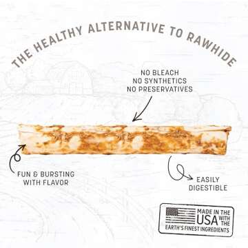Earth Animal No Hide Large Beef Flavored Natural Rawhide Free Dog Chews Long Lasting Chew Sticks | Treats for Large Dogs | Great for Aggressive Chewers (1 Pack)