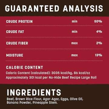 Earth Animal No Hide Large Beef Flavored Natural Rawhide Free Dog Chews Long Lasting Chew Sticks | Treats for Large Dogs | Great for Aggressive Chewers (1 Pack)