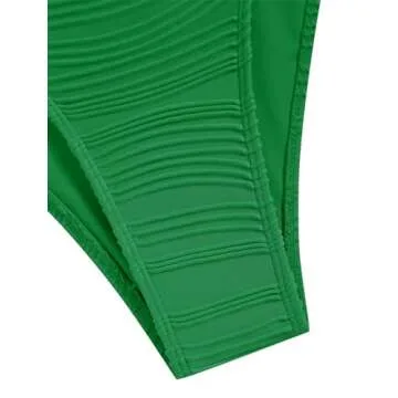 ZAFUL Army Green Bikini Sets for Women Summer Vacation Back Lace Up Adjustable High Cut Teen Girl Swimwear Green M