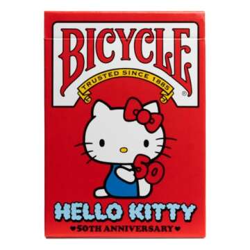 Bicycle Hello Kitty Playing Cards, Limited Edition Hello Kitty 50th Anniversary, 1 Deck