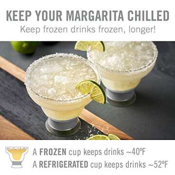 HOST FREEZE Margarita Cocktail Glasses, Frozen Cup Double Wall Insulated Daiquiri Plastic Tumblers S...